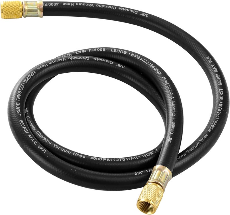 Tigbear 3/8’’ Vacuum Refrigerant Hose, High Flow Charging Hose 3/8 x 3/8 for R410A R134A R407C R502 R12 R22 System, 800 PSI Working Pressure, 60 Inch - Image 1